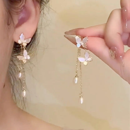 Pearl Butterfly Earrings for Women
