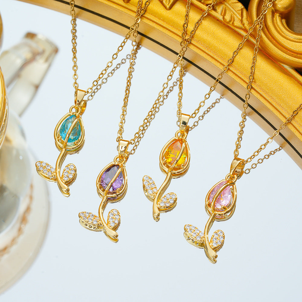Zircon Tulip Necklace for Women