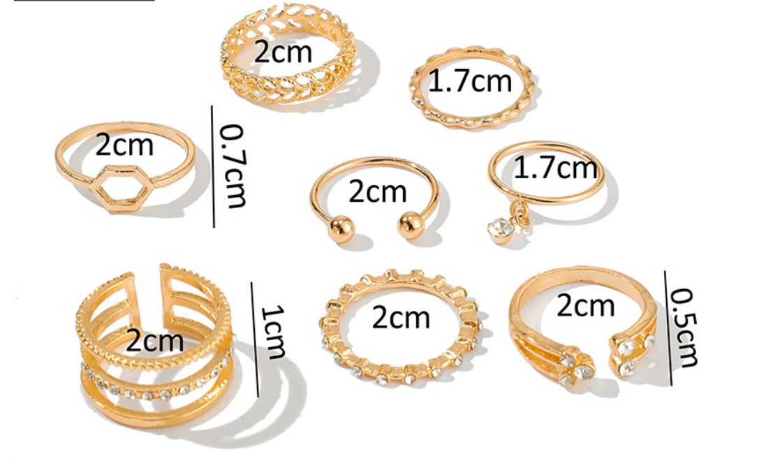 Diamond Set of 8 rings