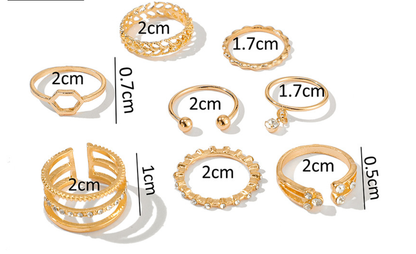 Diamond Set of 8 rings