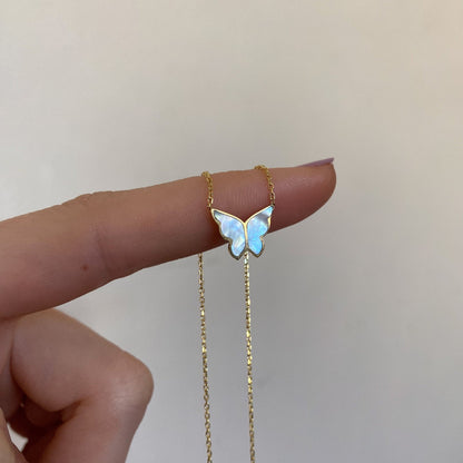 Gold & Blue Butterfly Necklace
