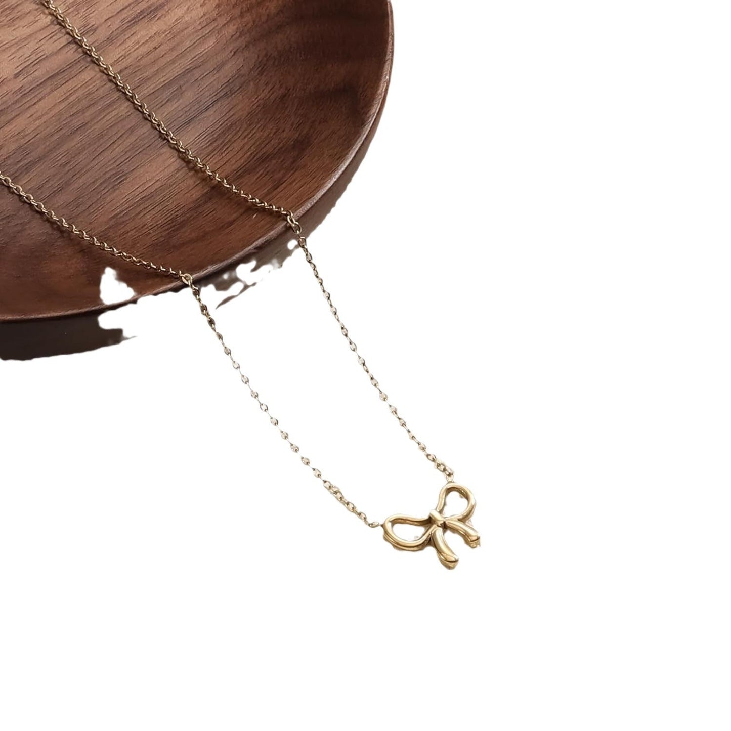 Pearl Double Layer Choker Necklace with Bow Pendant