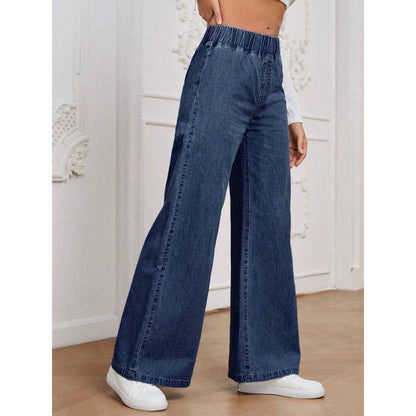 Wide-leg Plus Size Light Blue Washed Straight