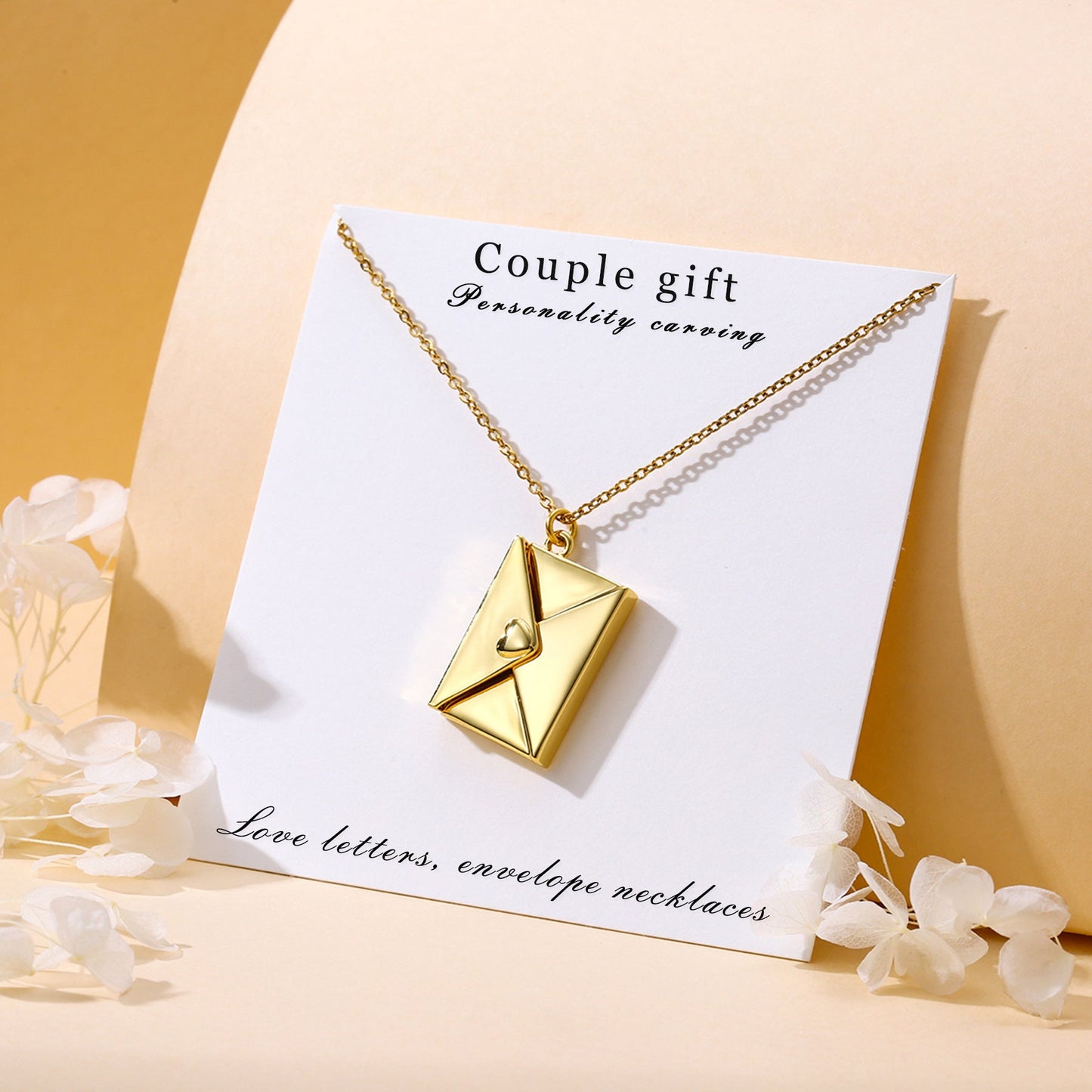 Envelope Necklace with Carved Love Letter