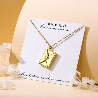Envelope Necklace with Carved Love Letter