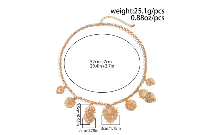 Ocean Wind Love Heart Pendant Chain Necklace