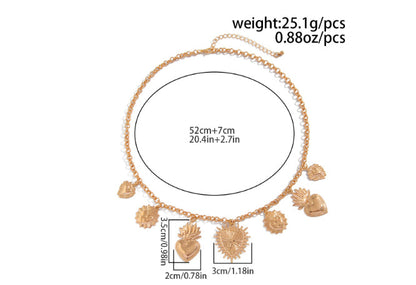 Ocean Wind Love Heart Pendant Chain Necklace