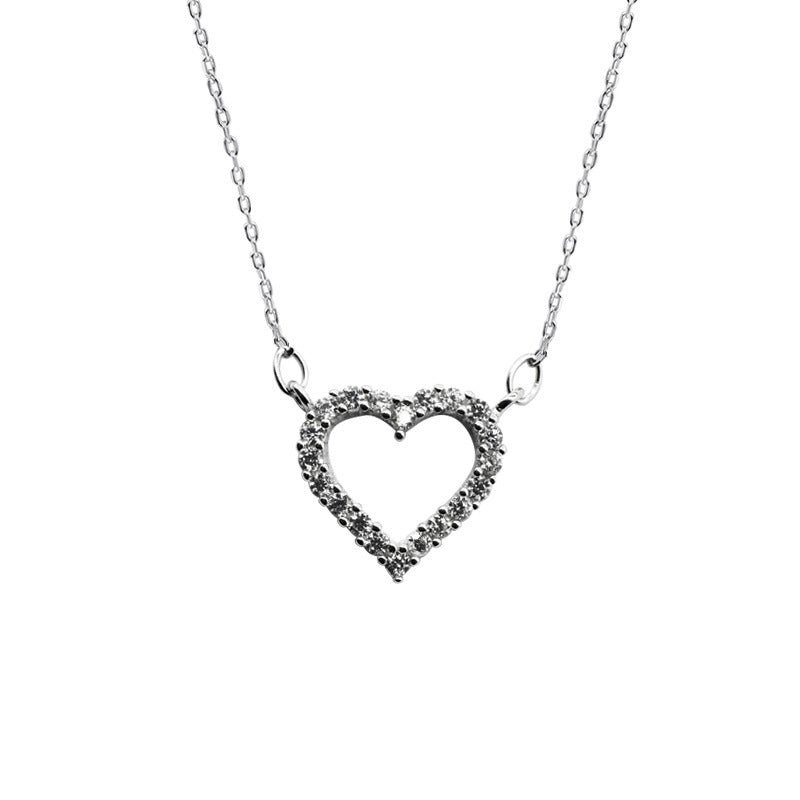 Silver Diamond Love Heart Necklace