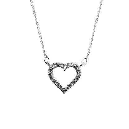 Silver Diamond Love Heart Necklace