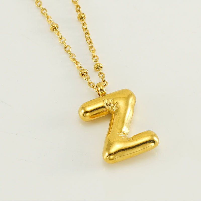 Bubble Letter Pendant Necklace A-Z