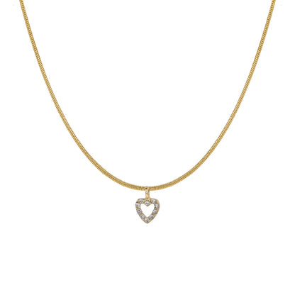Unisex Heart Zircon Sweater Chain Necklace