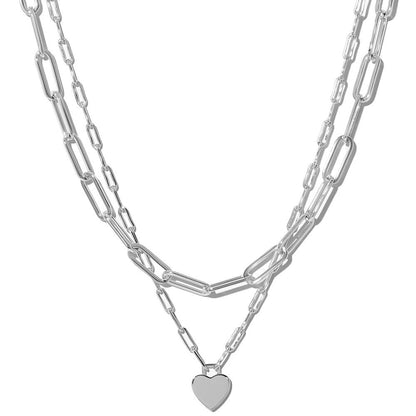 Minimalist Peach Heart Multi-Layer Necklace