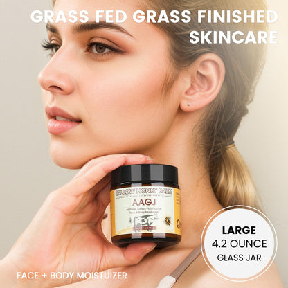 AAGJ Beef Tallow Balm with Raw Honey – 100% Organic Grass-Fed Moisturizer (4.2 oz)