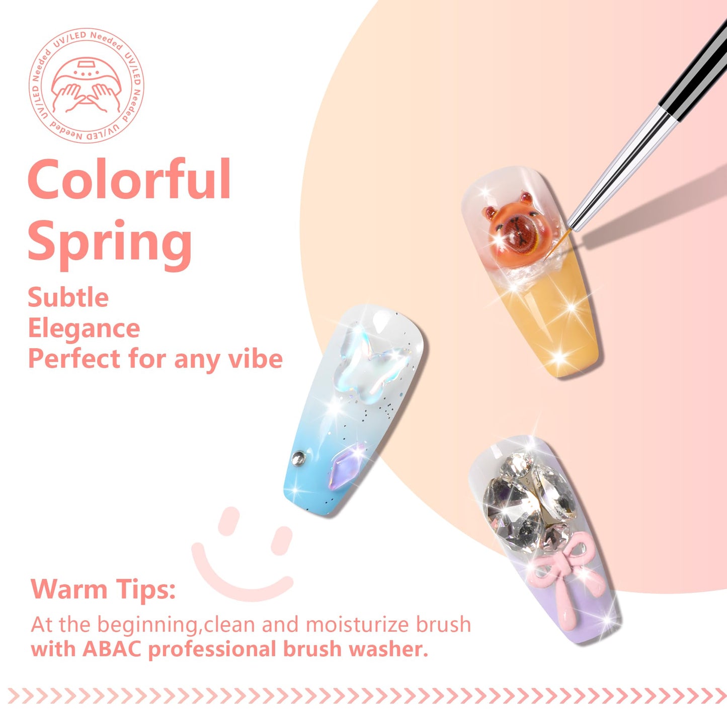 ABAC Solid Gel Polish Kit - 24 Colors, Ombre & Pat Paint, Dual-Ended Brush