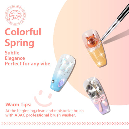 ABAC Solid Gel Polish Kit - 24 Colors, Ombre & Pat Paint, Dual-Ended Brush