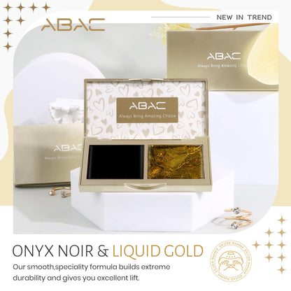 ABAC Solid Gel Nail Polish Set – Ombre Pat Painting Gel & Nail Art (Black & Glitter Dark Gold)