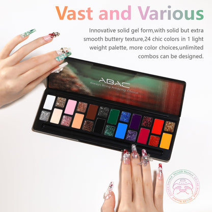 ABAC 24-Color Solid Gel Nail Polish Kit – Hema-Free, No-Spill Pro Brush