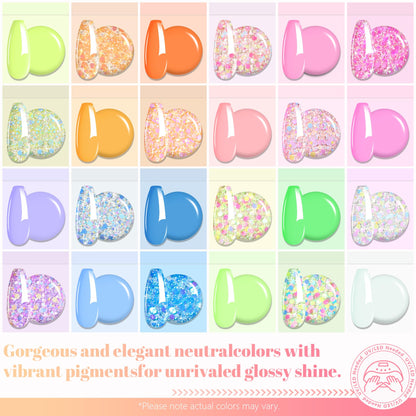 ABAC Solid Gel Polish Kit - 24 Colors, Ombre & Pat Paint, Dual-Ended Brush