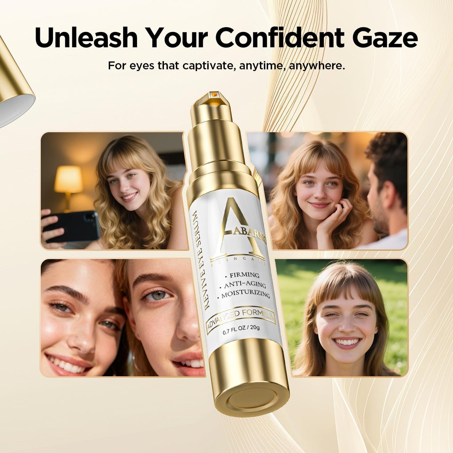Abarno Hydrating Eye Serum – Caffeine, Retinol, Niacinamide & Peptides for Dark Circles & Puffiness | 0.7 fl oz