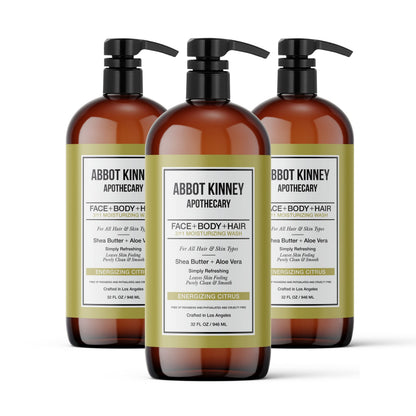ABBOT KINNEY APOTHECARY Men's 3-in-1 Wash: Shampoo, Conditioner & Body Wash in Energizing Citrus – 32 oz (3 Pack)