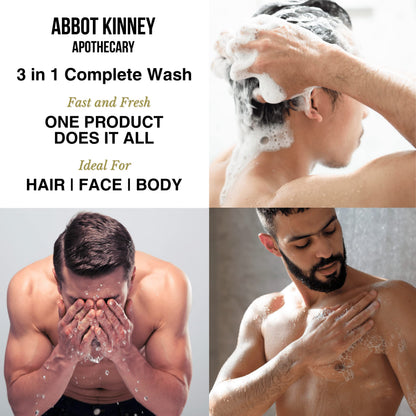 Abbot Kinney Apothecary Men’s 3-in-1 Wash – Energizing Citrus, 32oz, 2 Pack