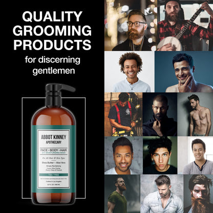 ABBOT KINNEY APOTHECARY Men's 3-in-1 Tea Tree Wash – 32oz, 3 Pack