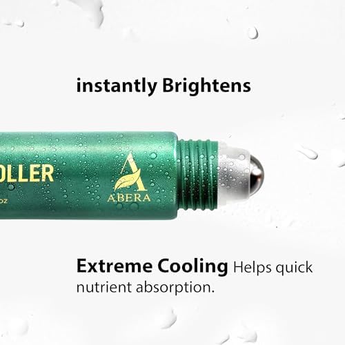 Abera Eye Roller Serum – Mint, Vitamin C & Peptides for Puffiness & Dark Circles | 0.34 fl oz