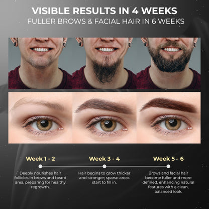 ABERA Ginb Advanced Growth Serum for Beard & Eyebrows – Biotin, Acetyl Tetrapeptide-3, Castor Oil (2 Boxes + Eyebrows Kit Gift)
