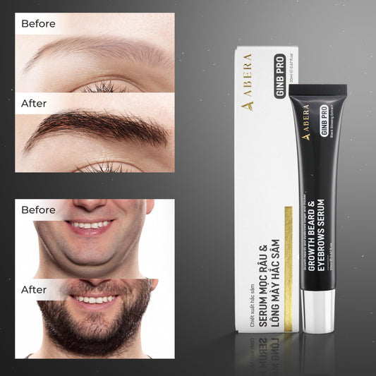 ABERA Ginb Advanced Growth Serum for Beard & Eyebrows – Biotin, Acetyl Tetrapeptide-3, Castor Oil (2 Boxes + Eyebrows Kit Gift)