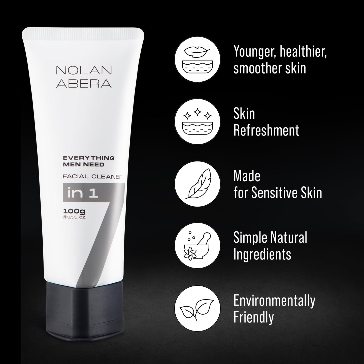 ABERA Nolan Daily Facial Cleanser for Men — Deep Cleansing, Oil Control, 2-Pack Grapefruit Gift
