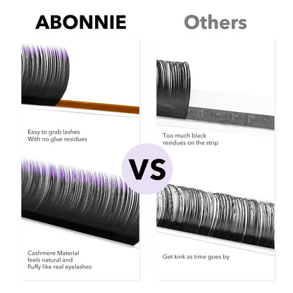 ABONNIE Colored Lash Extensions — 16 Rows Cashmere Lashes, 0.07 D Curl, 17-20mm, Pro Salon Use