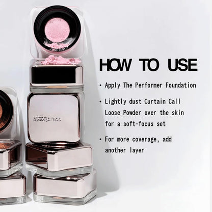 about-face Curtain Call Set & Smooth Loose Powder Ovation – Lightweight, Oil-Absorbing Setting Powder (0.35 oz) in Very Deep – Vegan & Cruelty-Free