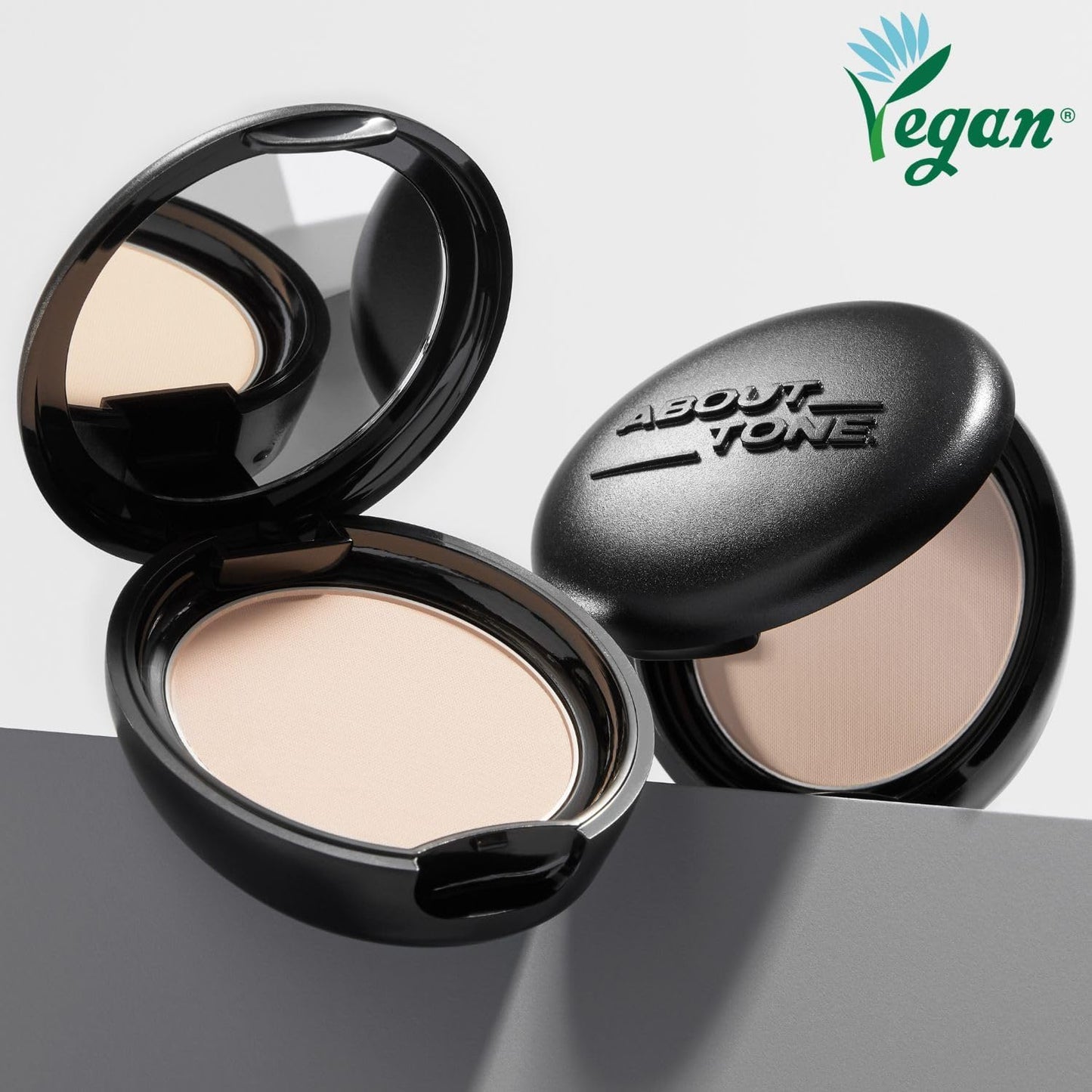 ABOUT TONE Blur Powder Pact 0.32oz – Pressed Powder with Mirror & Puff, Vegan, Ivory 2.5