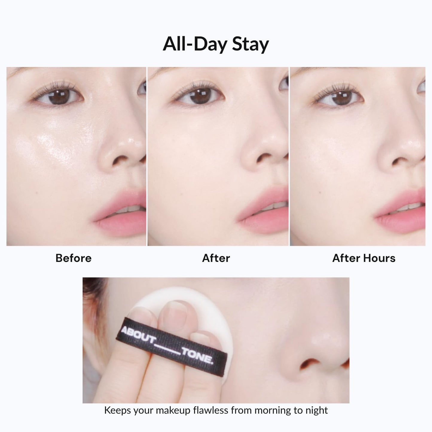 ABOUT TONE Blur Powder Pact 0.32oz – Pressed Powder with Mirror & Puff, Vegan, Ivory 2.5
