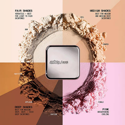 about-face Curtain Call Set & Smooth Loose Powder Veil – Lightweight, Oil-Absorbing Setting Powder with Rice Starch & Corn-Based Talc Alternative – Vegan, Cruelty-Free – 0.35oz (Light)
