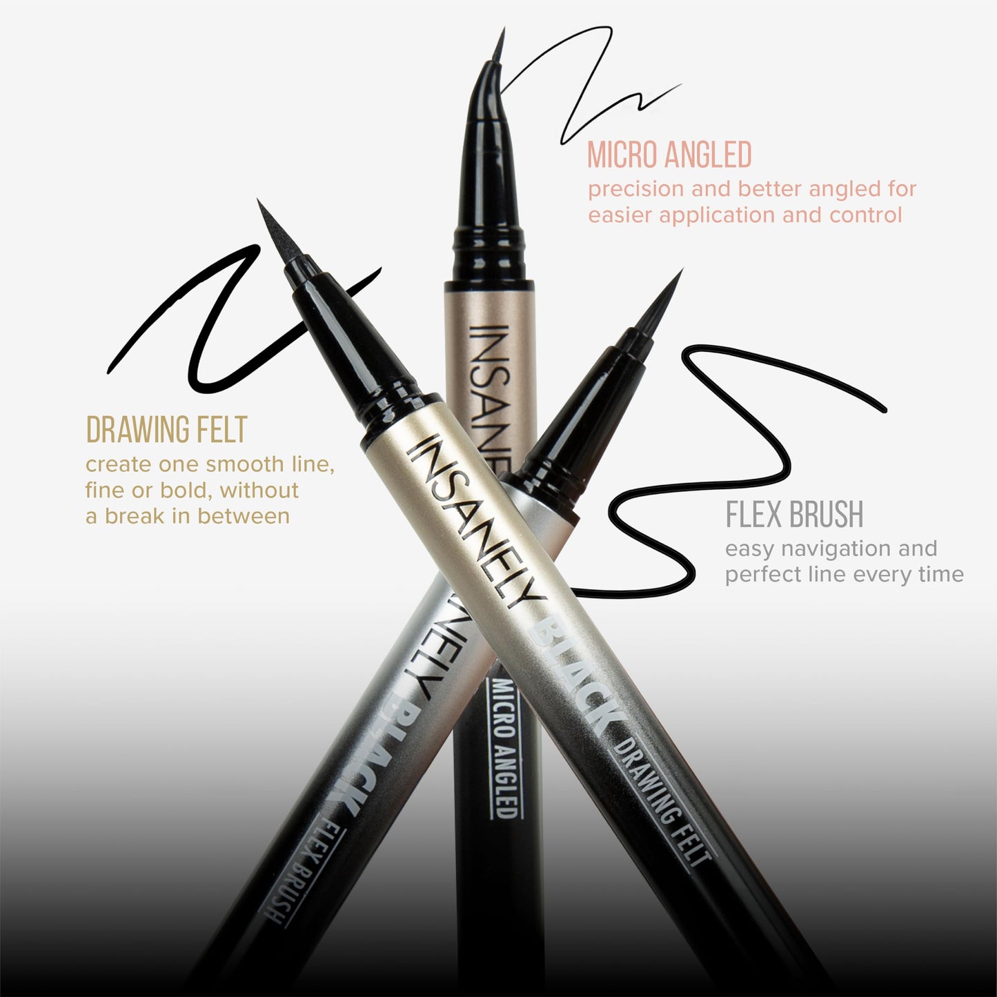 Absolute New York Insanely Black Flex Brush Liquid Eyeliner | Waterproof & Smudgeproof