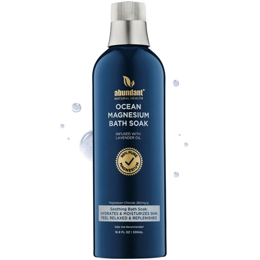 Abundant Natural Health Ocean Magnesium Bath Soak with Lavender – Hydrate, Soothe & Relax, 500mL