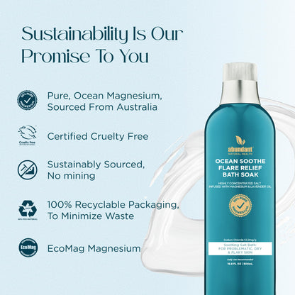 Abundant Natural Health Ocean Soothe Flare Relief Bath Soak – Magnesium Salt & Lavender, 500mL