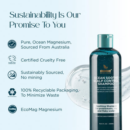 Abundant Natural Health Ocean Soothe Scalp Control Shampoo – Magnesium Salt & Cucumber, 300mL