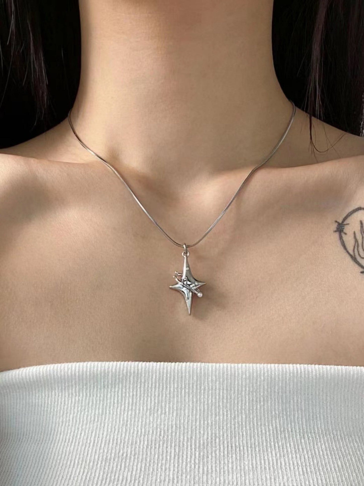 Ins Titanium Steel Star Chain Necklace