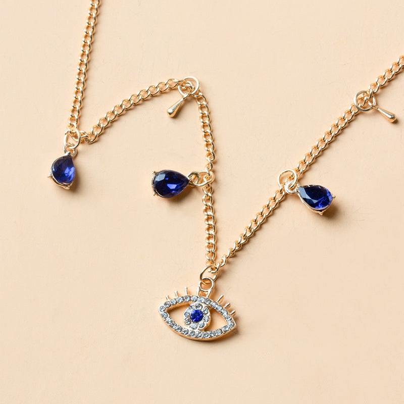 Gold Plated Blue Eye Crystal Necklace