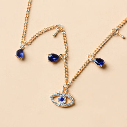 Gold Plated Blue Eye Crystal Necklace