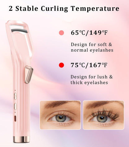 Acavado Heated Eyelash Curler Premium PRO – 8s Heat, 2 Modes, Type-C Pink