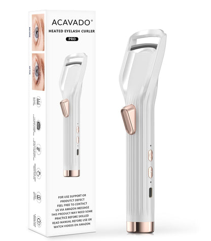 Acavado Premium PRO Heated Eyelash Curler — Fast 8s Heat, 2 Modes, 24h Curl, Type-C Rechargeable