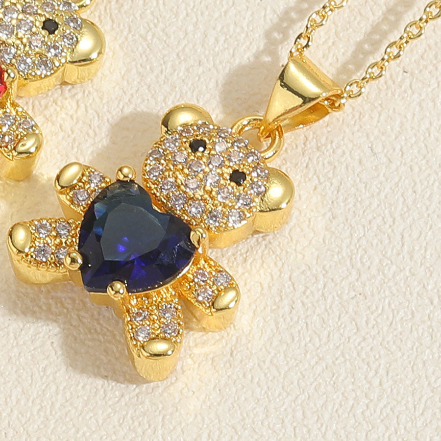 Bear Love Zircon Gem Necklace