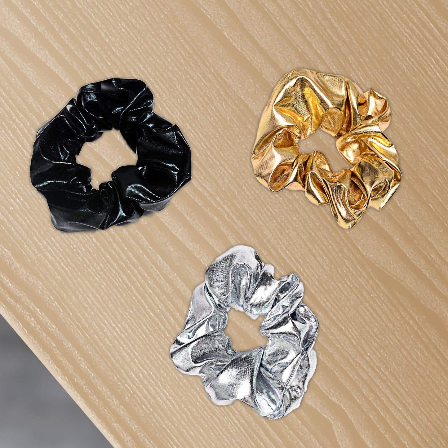 ACCGLORY Shiny Metallic Mermaid Scrunchies – Hair Elastics for Gym, Party & Club