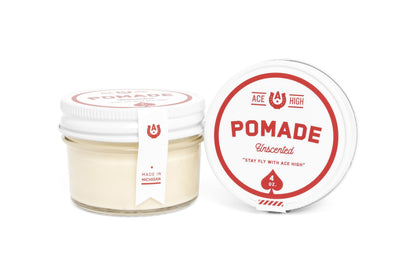 Ace High Unscented Pomade — Strong Hold, Natural Shine, Water Based, Hand Crafted | 4oz