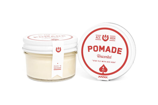 Ace High Unscented Pomade — Strong Hold, Natural Shine, Water Based, Hand Crafted | 4oz