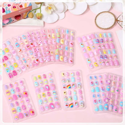 Acejoz 288-Piece Kids Nails Set – Pre-Glue Press-On Nails for Girls 8-12