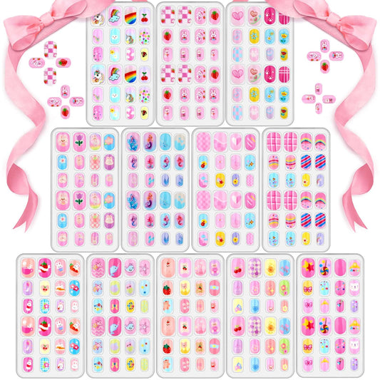 Acejoz 288-Piece Kids Nails Set – Pre-Glue Press-On Nails for Girls 8-12
